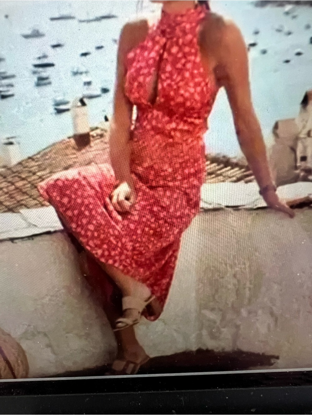 Zara Red Floral Halter Midi Dress